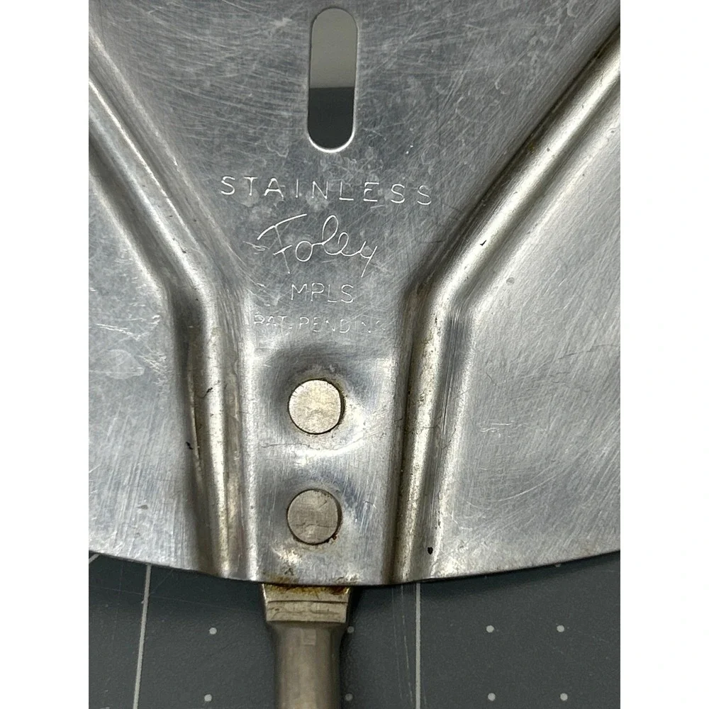 Vintage Foley Spatula Turner Stainless Steel Flexible Wide Slotted Black Handle